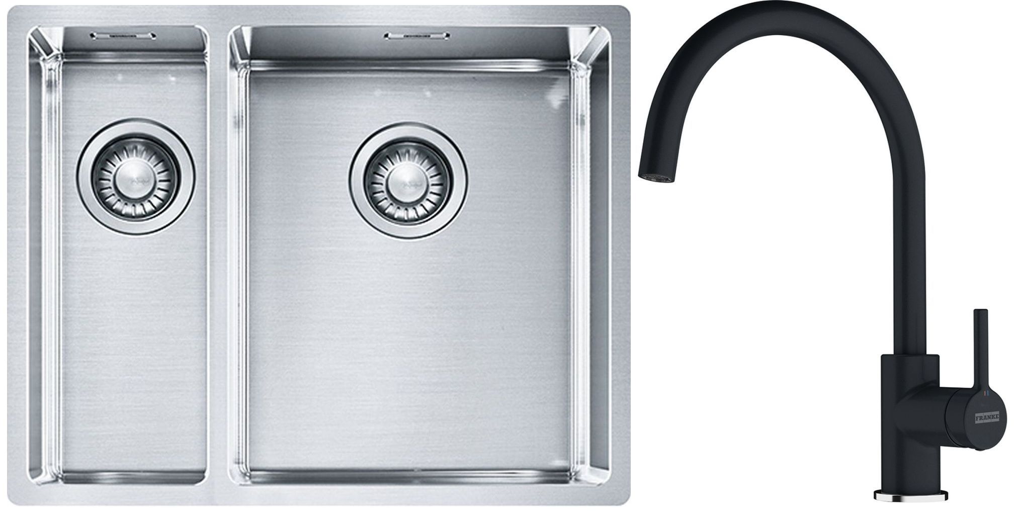 Set lavello in acciaio Franke Box 127.0369.916, rubinetto da cucina Franke Lina 115.0626.019