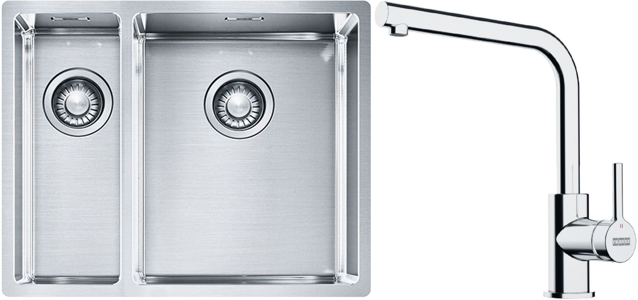 Set lavello in acciaio Franke Box 127.0369.916, rubinetto da cucina Franke Lina 115.0693.230