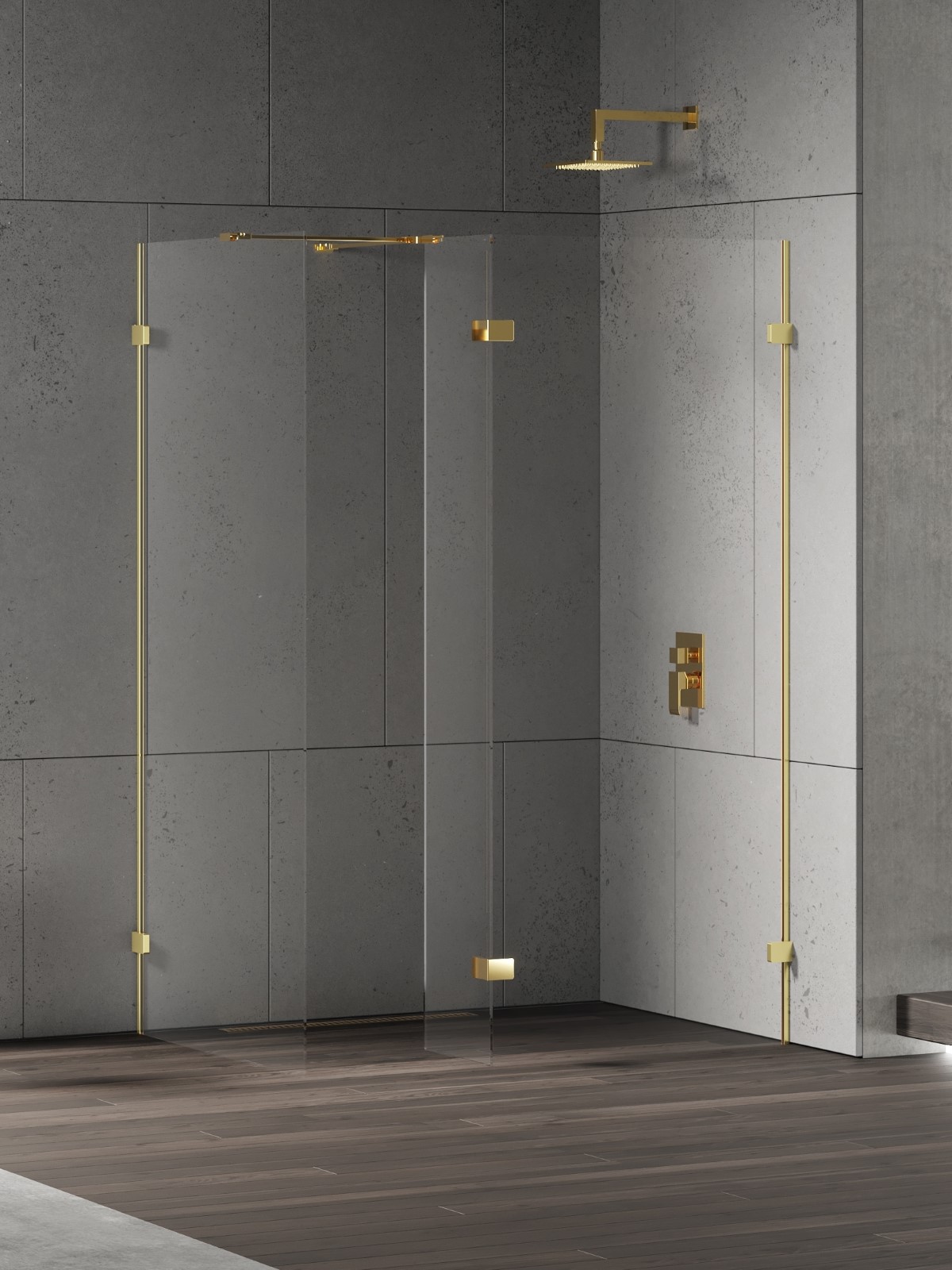 New Trendy Eventa Gold Shine parete doccia walk-in 120 cm oro lucida/vetro trasparente EXK-4868