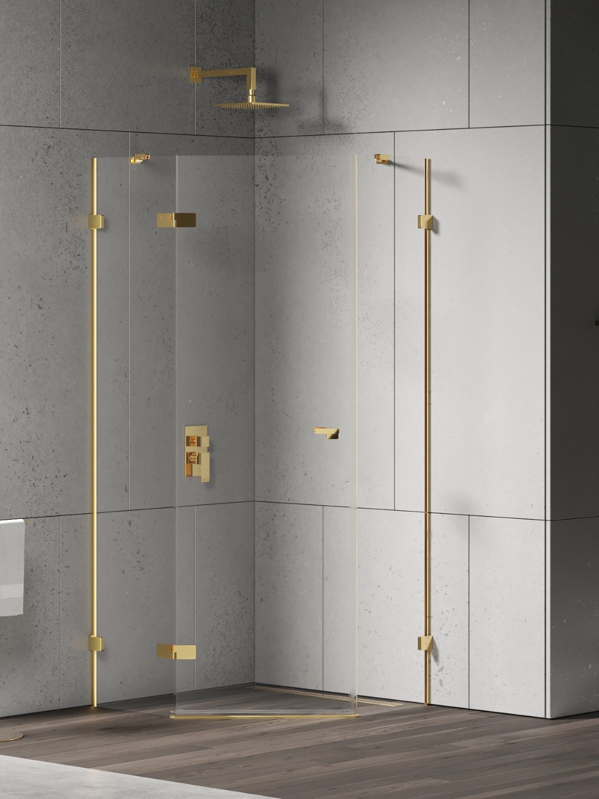 New Trendy Eventa Gold Shine box doccia 90x90 cm oro lucida/vetro trasparente EXK-4834