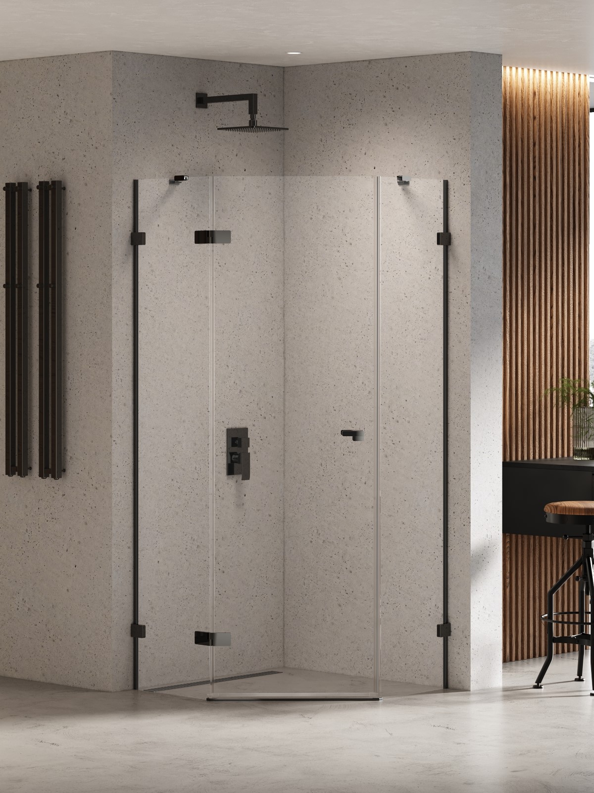 New Trendy Eventa Black Chrome box doccia 90x90 cm nero lucida/vetro trasparente EXK-6291