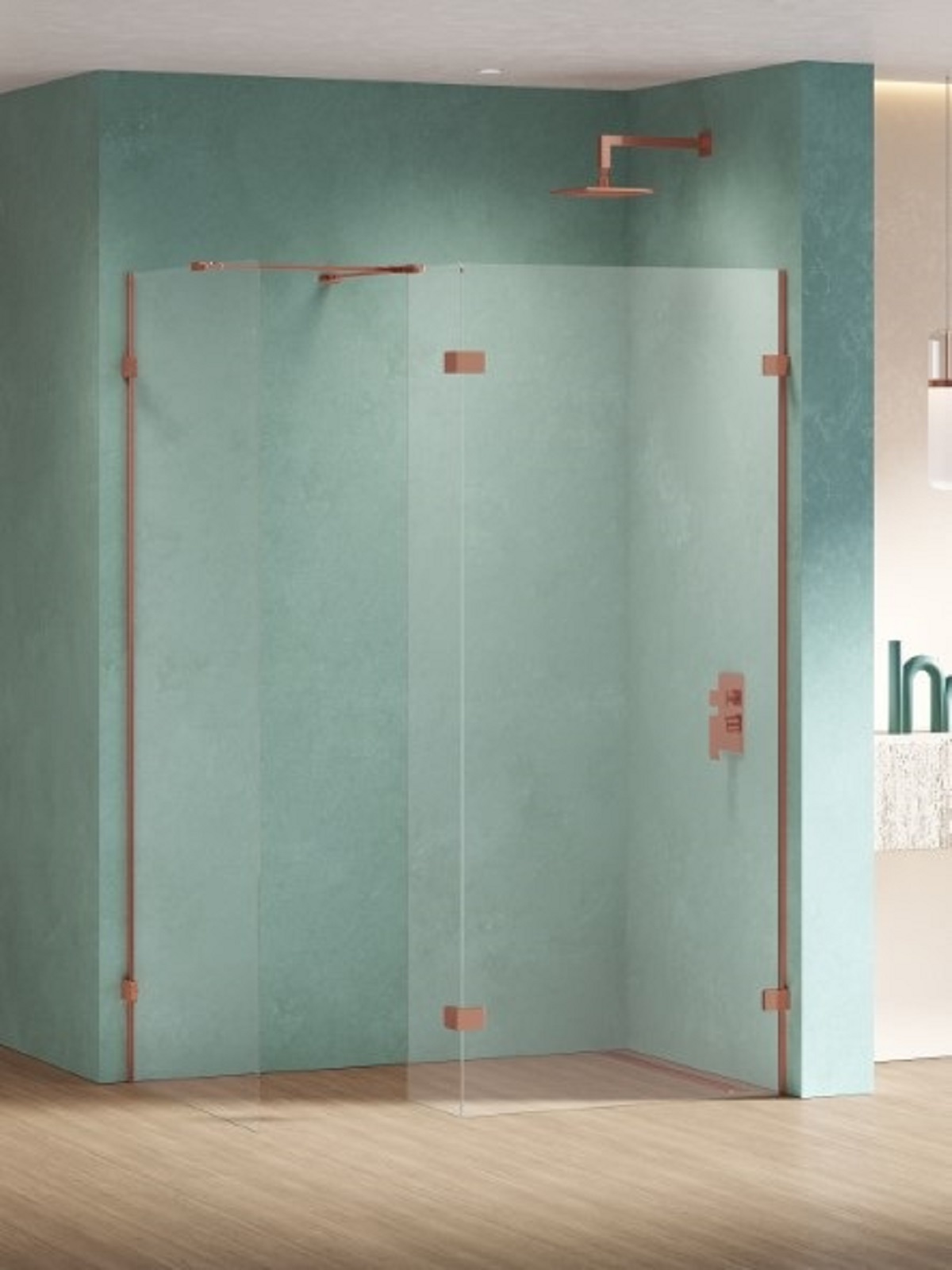 New Trendy Eventa Copper Shine parete doccia walk-in 70 cm rame lucida/vetro trasparente EXK-6545