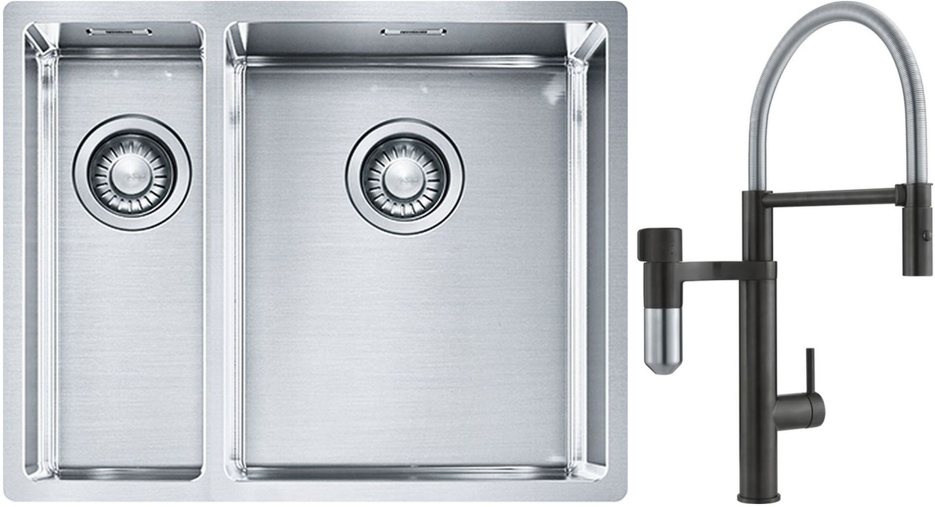 Set rubinetto da cucina Franke Vital Semi-Pro 120.0621.313, lavello in acciaio Franke Box 127.0369.916