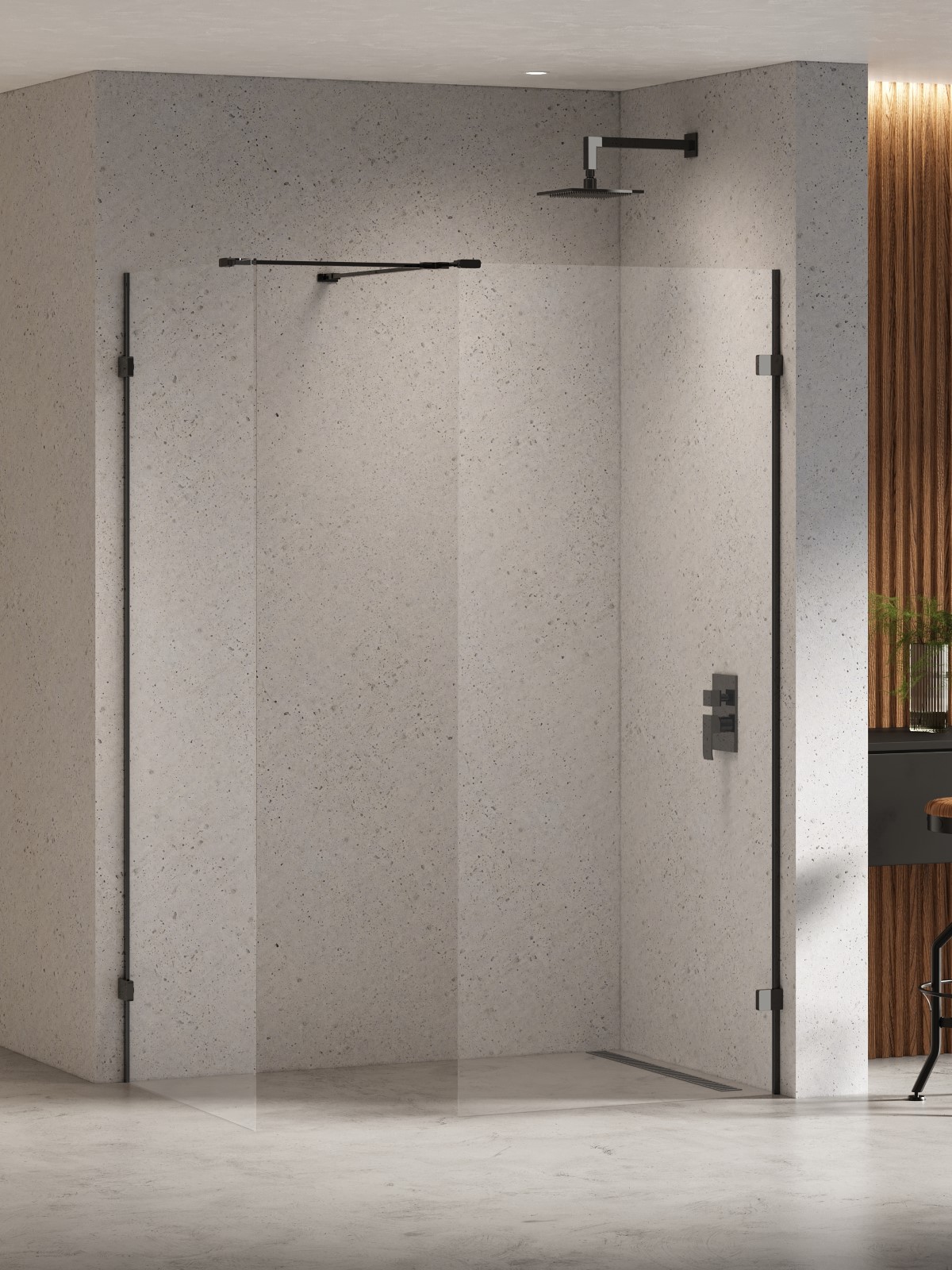 New Trendy Eventa Black Chrome box doccia walk-in 140x100 cm nero lucida/vetro trasparente EXK-6349