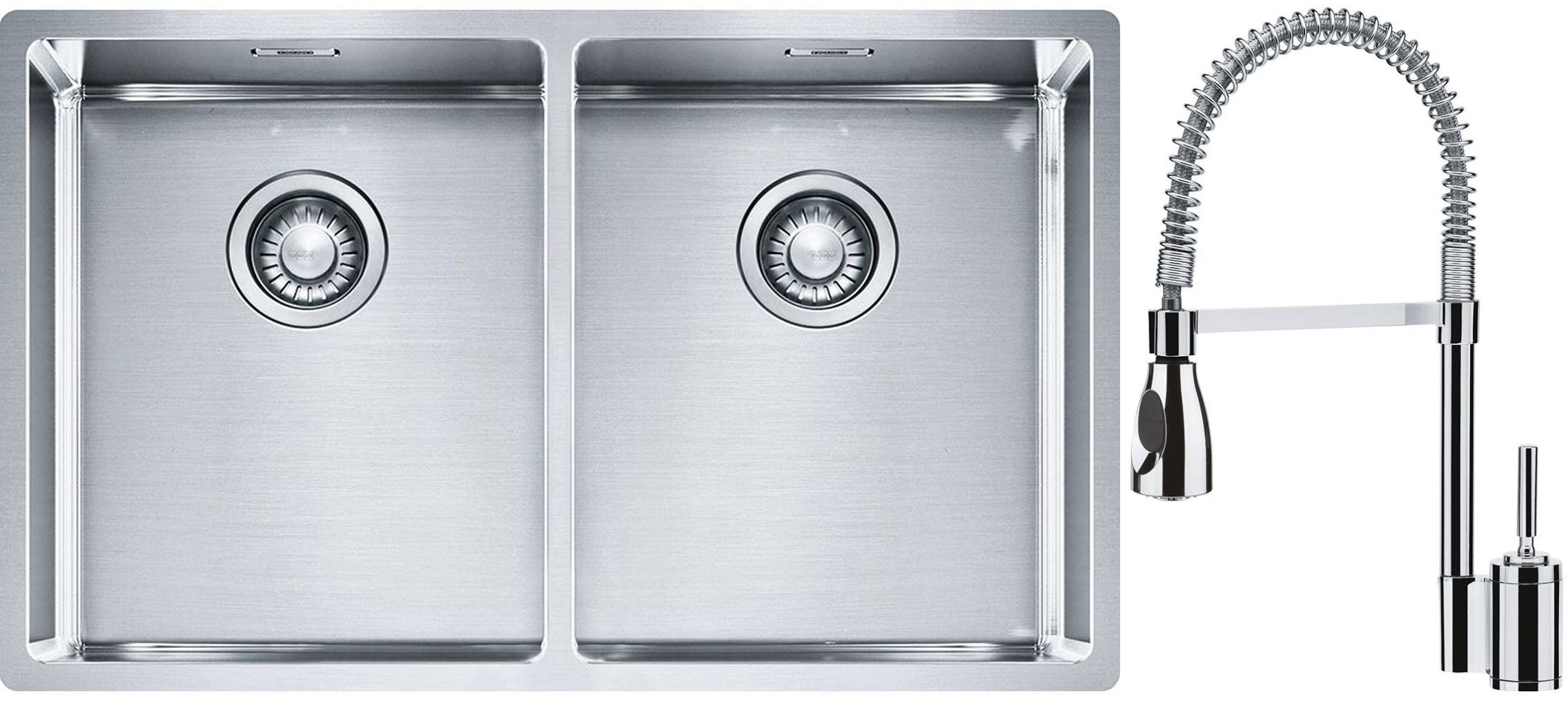 Set lavello in acciaio Franke Box 127.0370.188, rubinetto da cucina Franke Sentinel 115.0029.591
