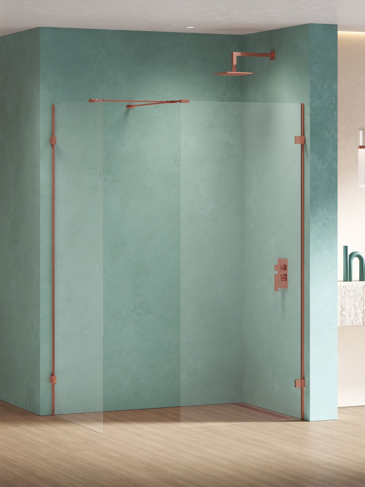 New Trendy Eventa Copper Shine box doccia walk-in 160x90 cm rame lucida/vetro trasparente EXK-6571