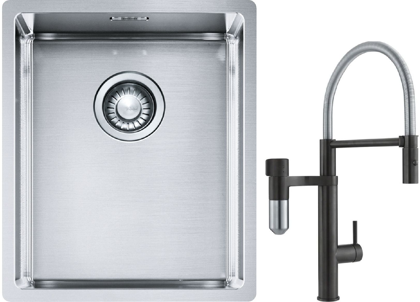 Set rubinetto da cucina Franke Vital Semi-Pro 120.0621.313, lavello in acciaio Franke Box 127.0453.653