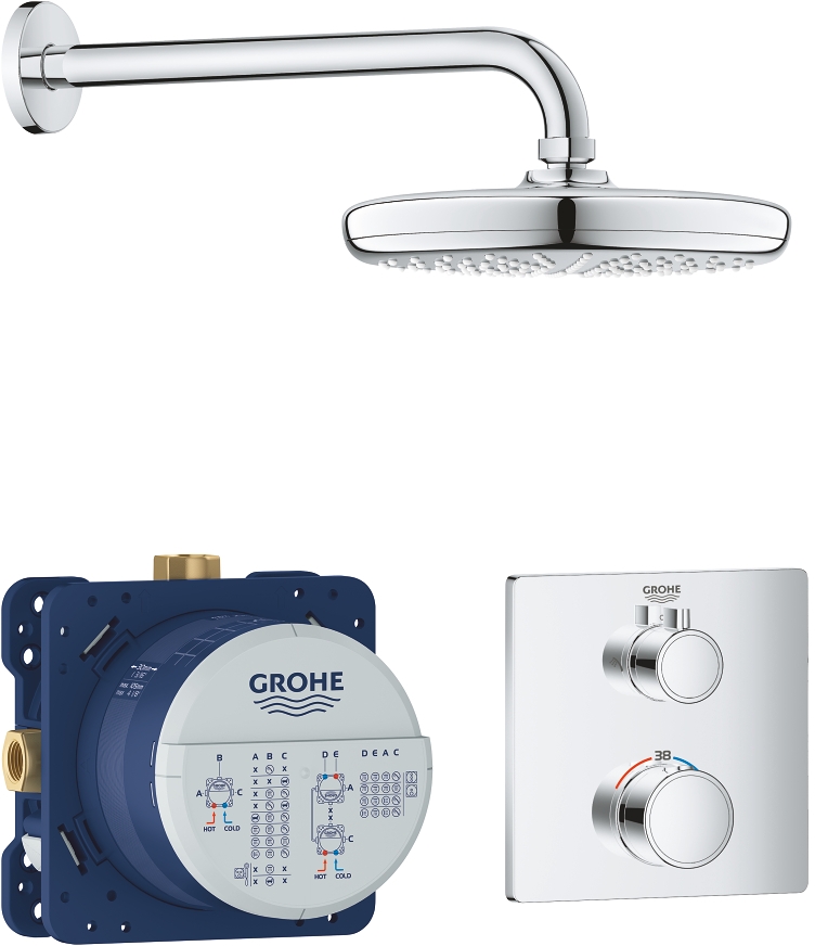 Grohe Grohtherm set per vasca e doccia da incasso con termostato con soffione cromo 34728000