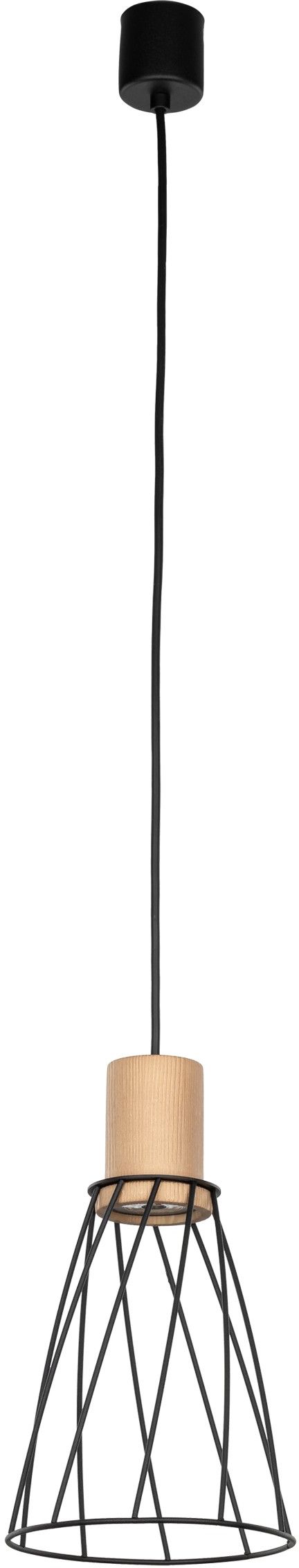 TK Lighting Modesto lampada sospesa 1x10 W nero-legno 10155