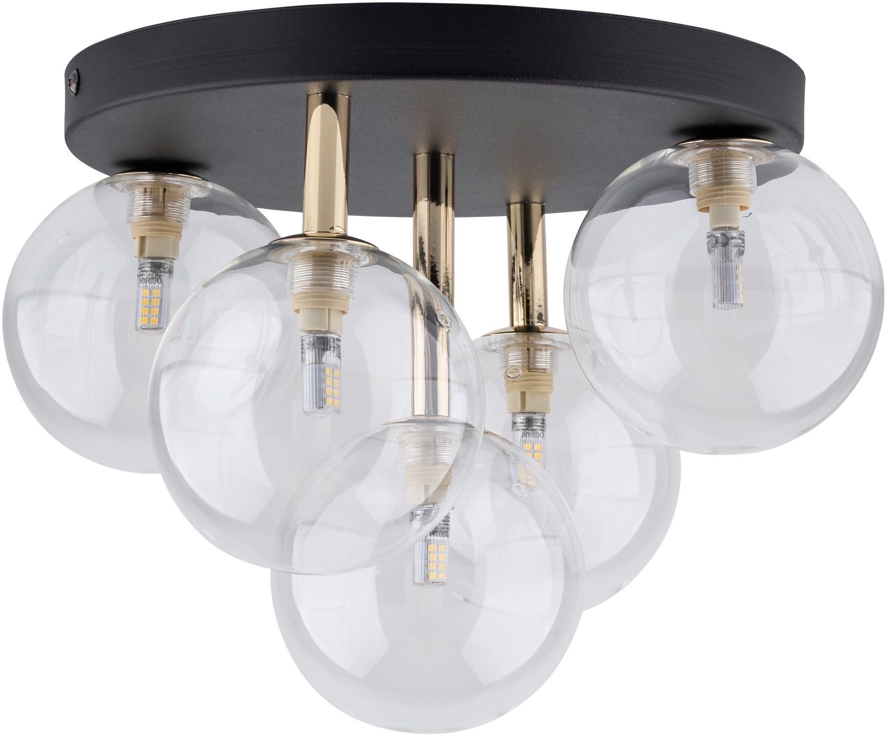 TK Lighting Nilos lampada da soffitto 5x6 W nero-oro 758