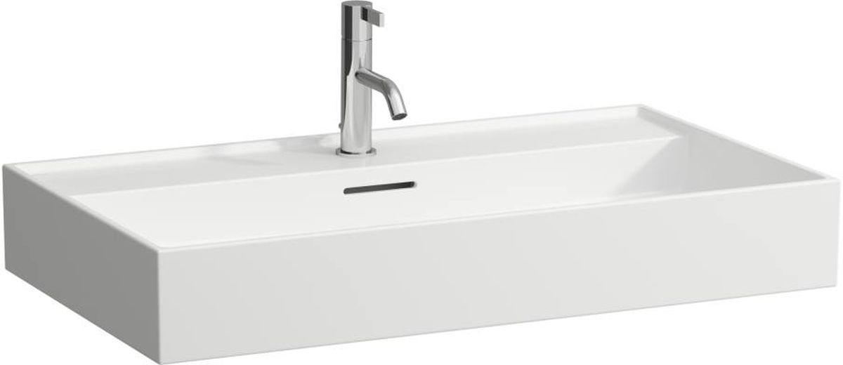 Laufen Kartell lavabo 80x46 cm rettangolare a parete-da mobile bianco opaca H8103367571041