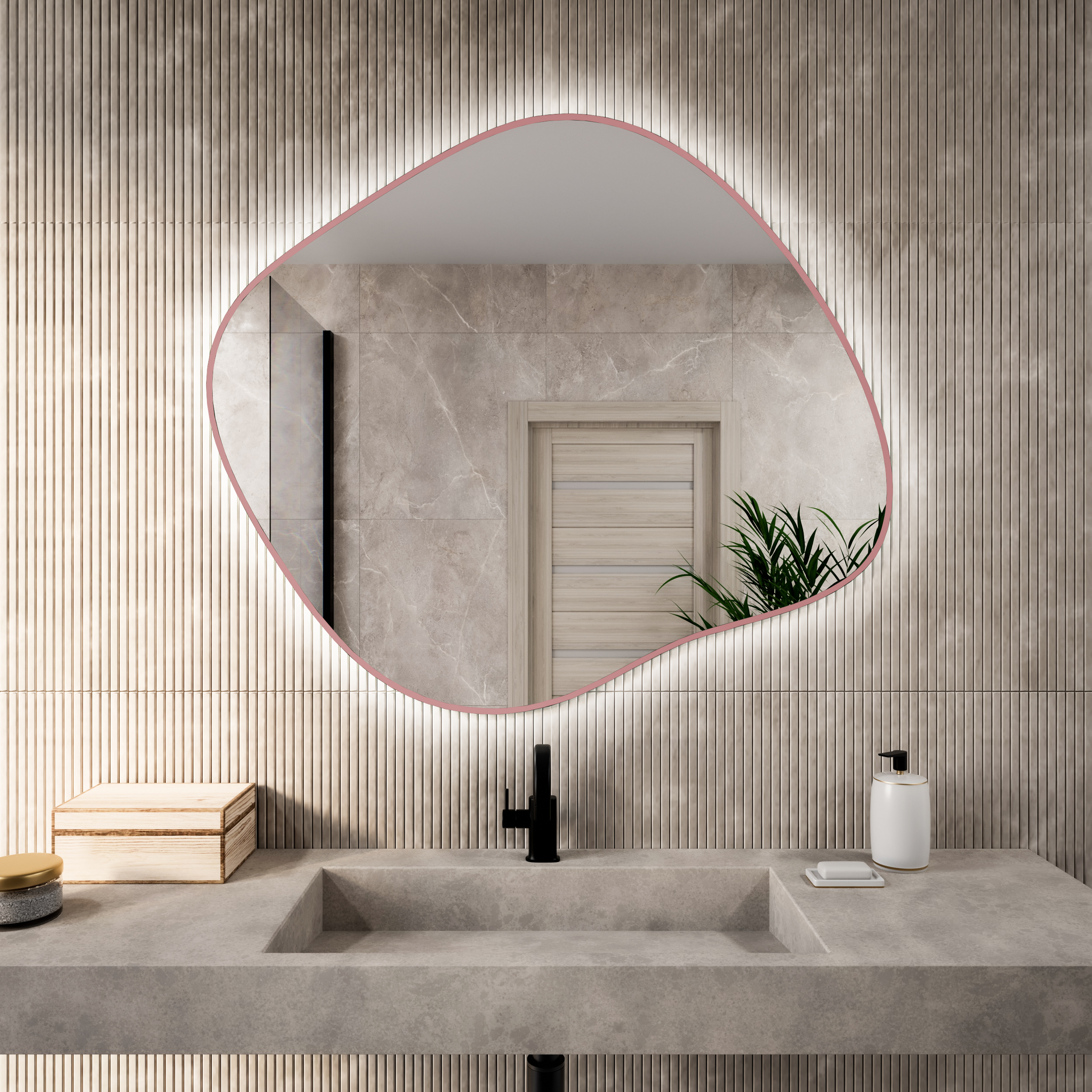 Baltica Design Bright Stain III specchio 70x60 cm con illuminazione rosa 5904107932040