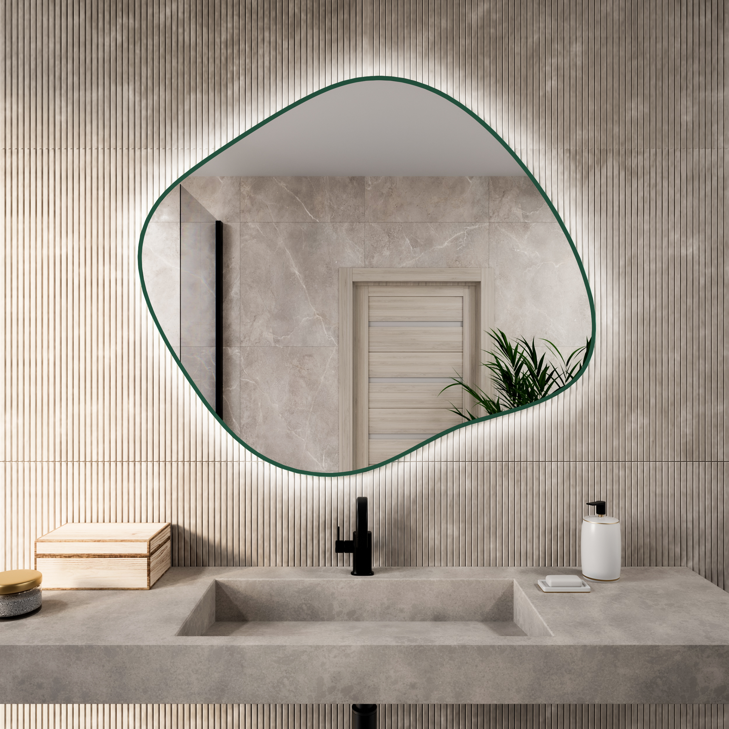 Baltica Design Bright Stain III specchio 70x60 cm con illuminazione verde 5904107932385