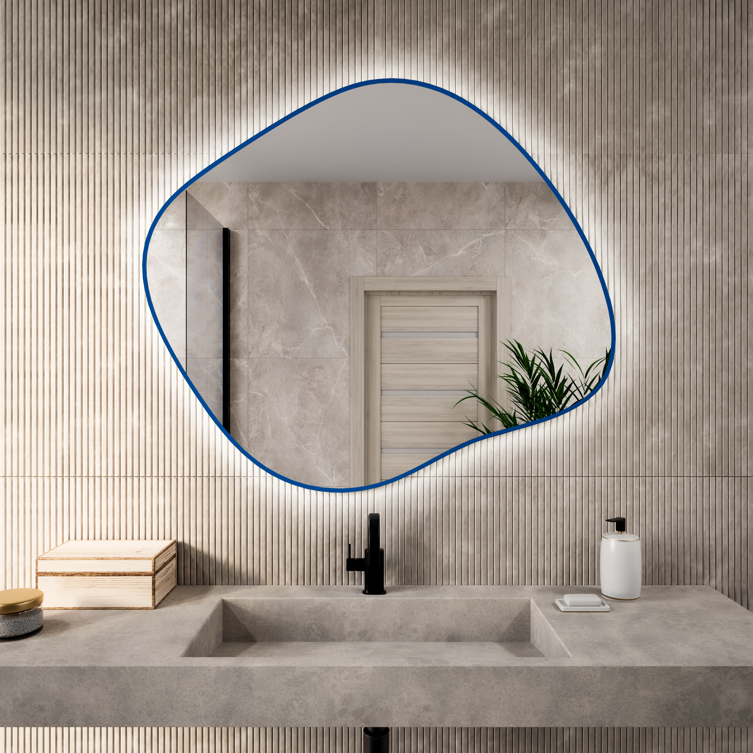 Baltica Design Bright Stain III specchio 80x70 cm con illuminazione blu 5904107932248