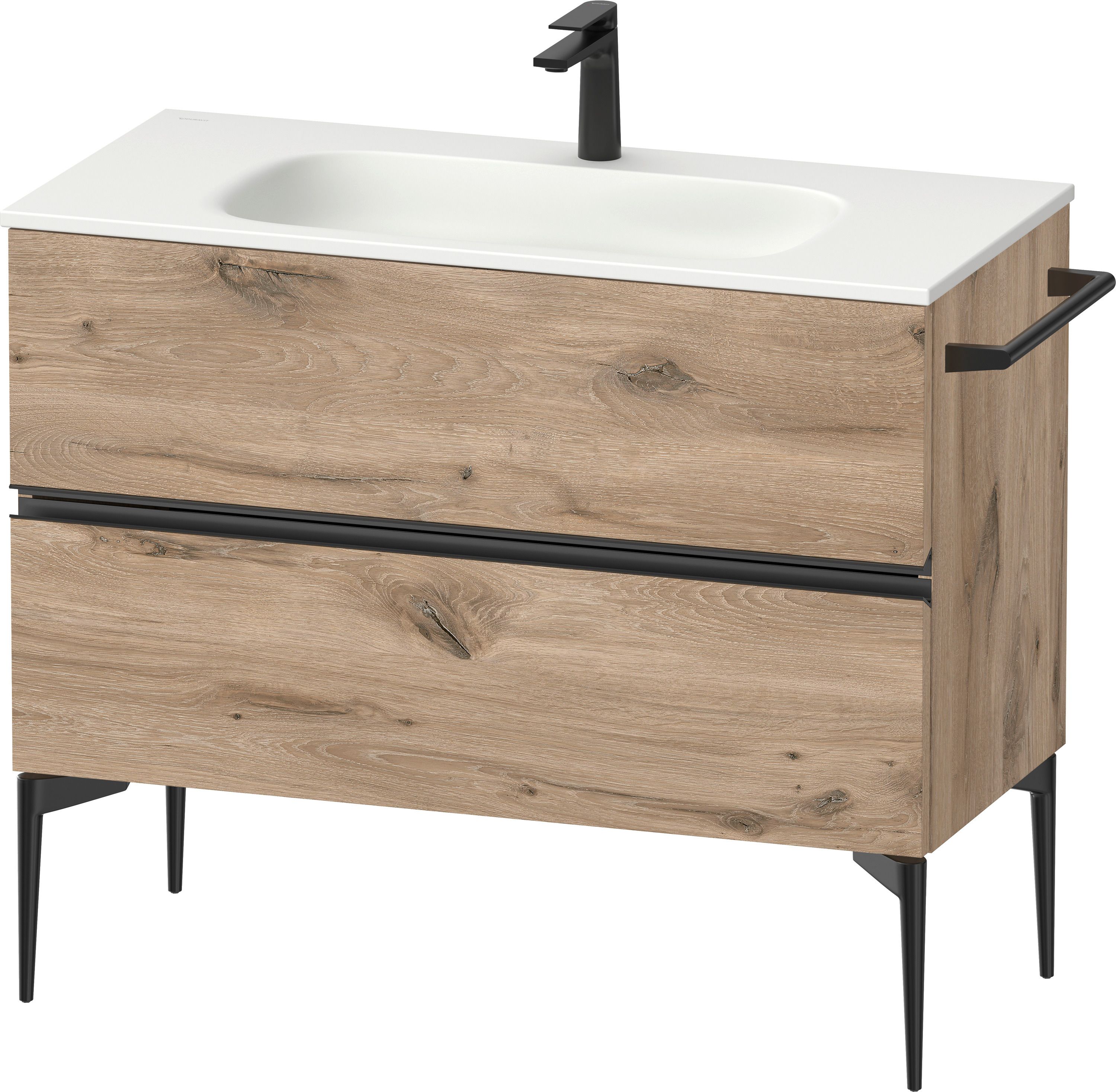 Duravit Sivida armadietto 101x47.7x59.2 cm sottolavabo sospeso nero-rovere SV46520BD550000