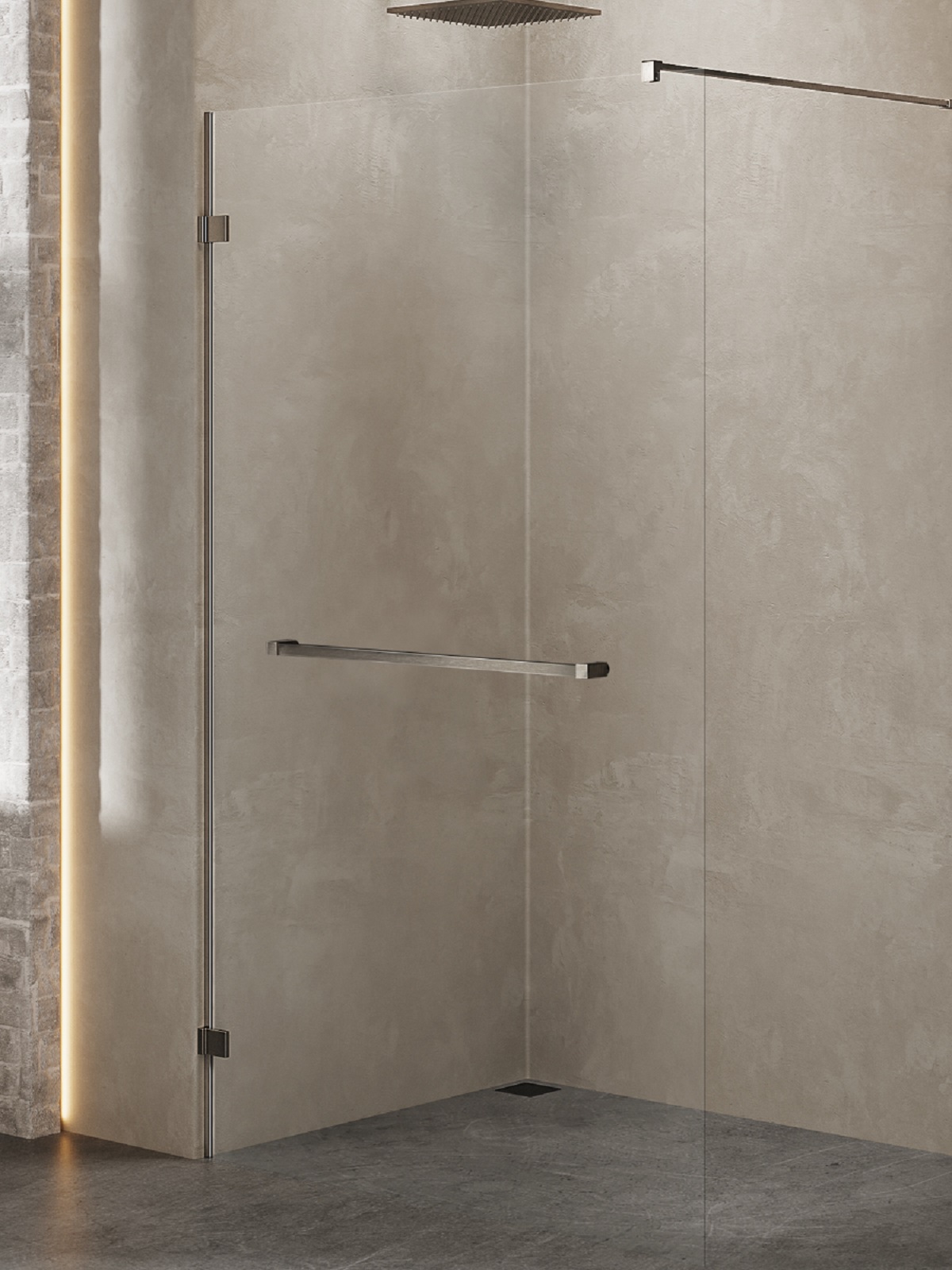 New Trendy Avexa Gunmetal Brushed parete doccia walk-in 110 cm spazzolata/vetro trasparente EXK-7126