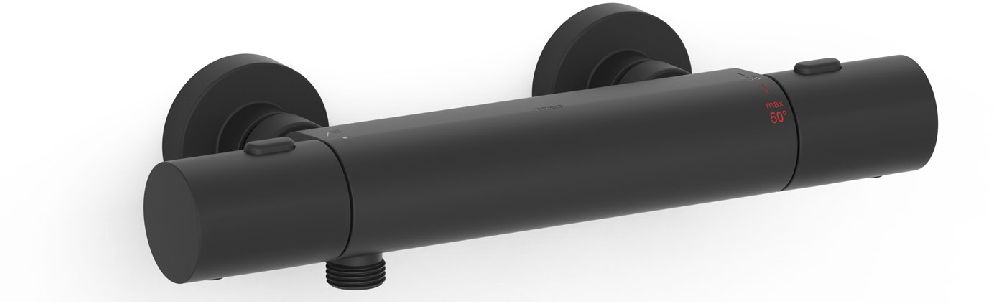 Tres Over-Wall rubinetto per doccia a parete con termostato nero 19016401NM