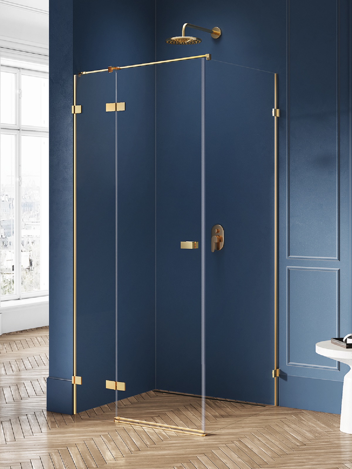 New Trendy Avexa Gold Brushed box doccia 80x80 cm quadrato oro spazzolata/vetro trasparente EXK-1730