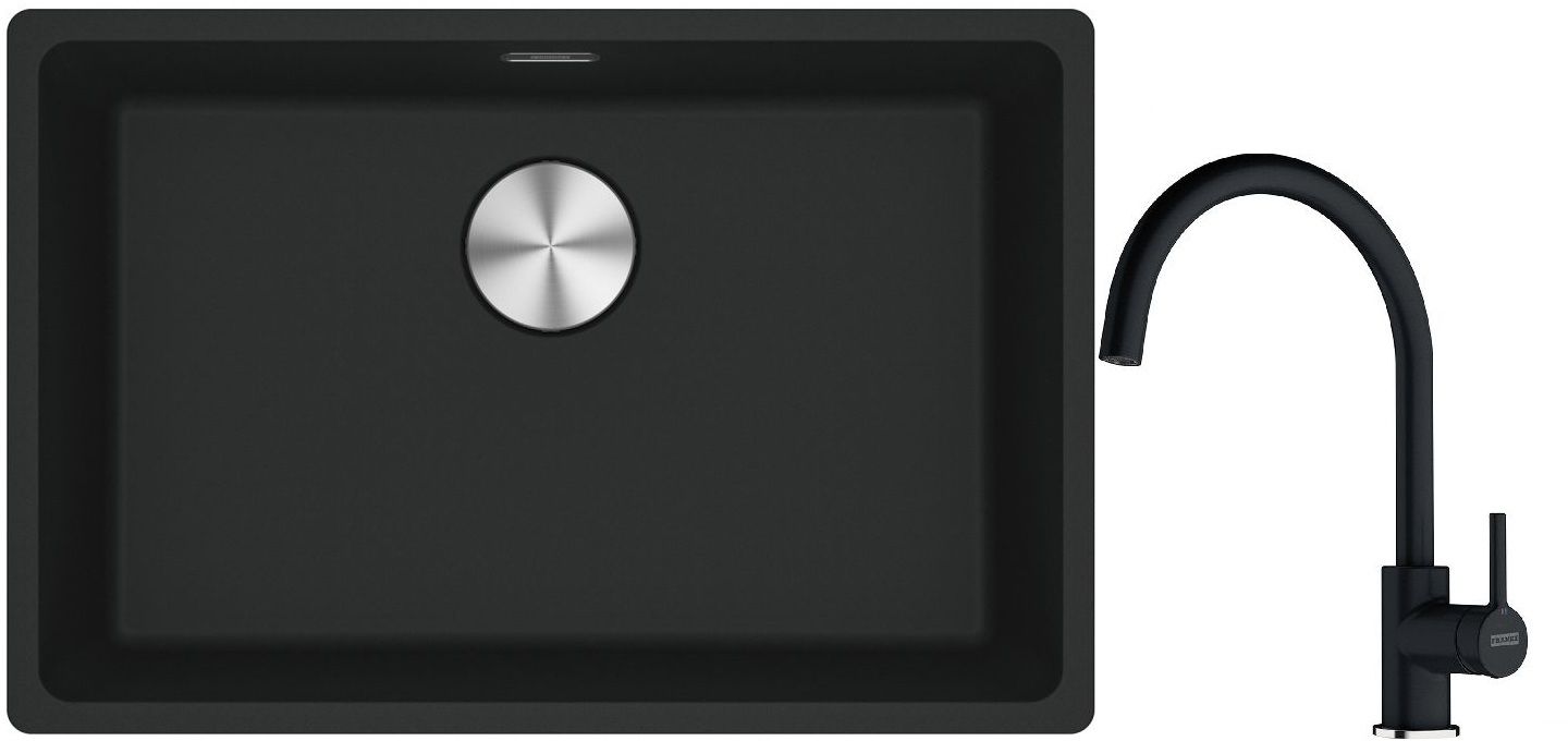 Set lavello in granito Franke Maris 125.0686.723, rubinetto da cucina Franke Lina 115.0626.020