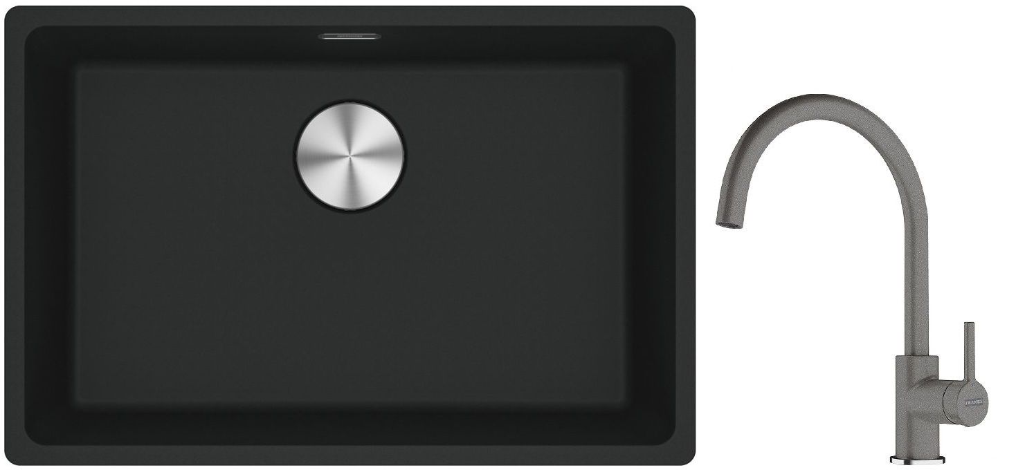 Set lavello in granito Franke Maris 125.0686.723, rubinetto da cucina Franke Lina 115.0626.022