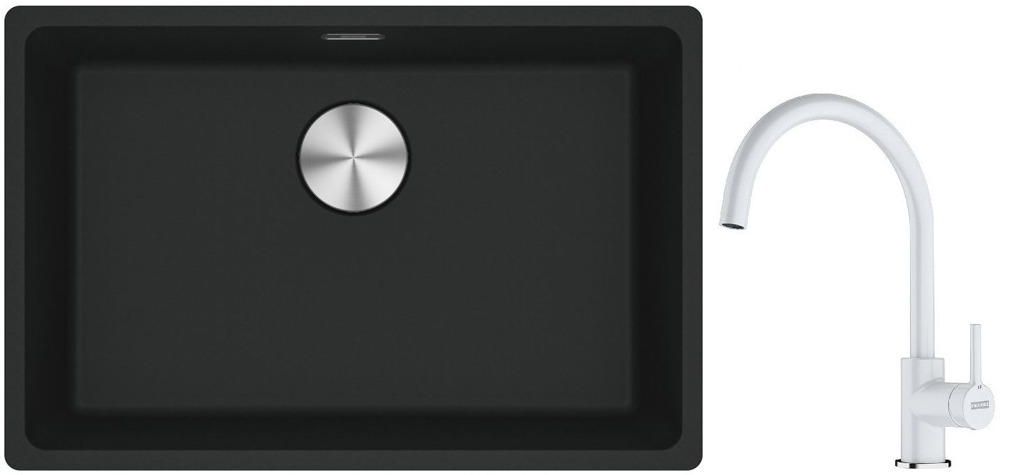 Set lavello in granito Franke Maris 125.0686.723, rubinetto da cucina Franke Lina 115.0626.024