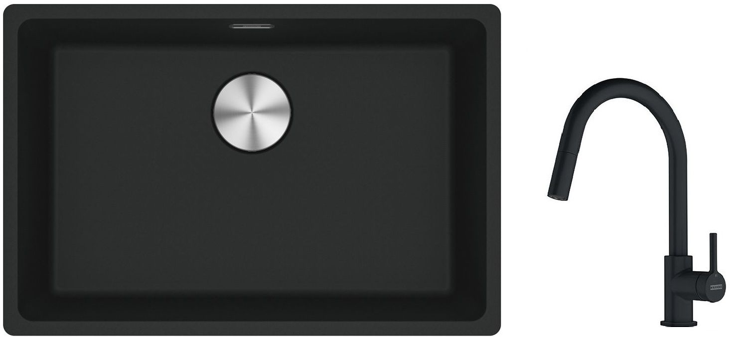 Set lavello in granito Franke Maris 125.0686.723, rubinetto da cucina Franke Lina 115.0626.053