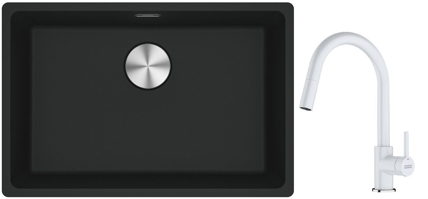 Set lavello in granito Franke Maris 125.0686.723, rubinetto da cucina Franke Lina 115.0626.081