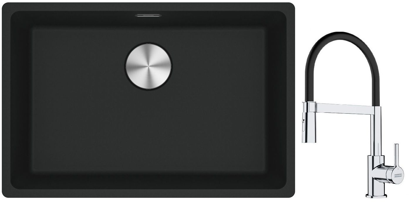 Set lavello in granito Franke Maris 125.0686.723, rubinetto da cucina Franke Lina 115.0626.085