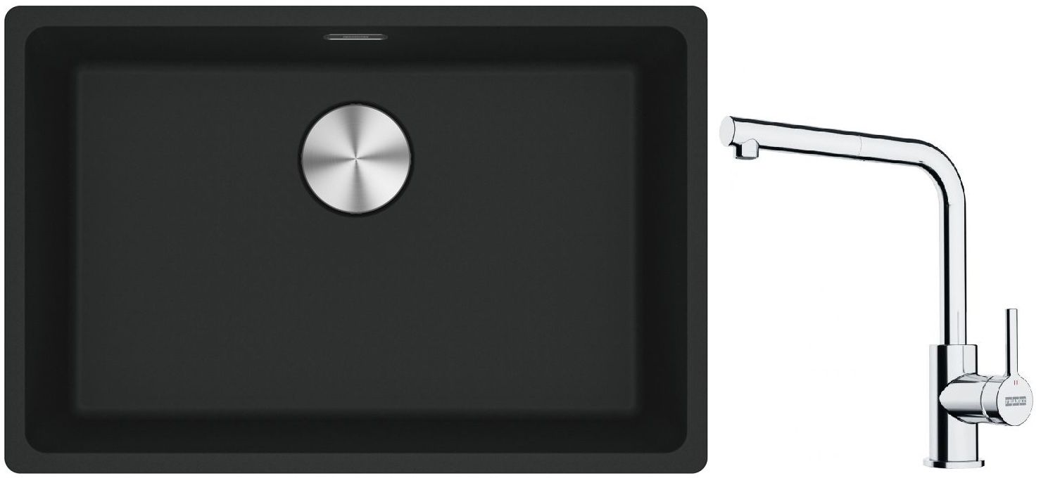 Set lavello in granito Franke Maris 125.0686.723, rubinetto da cucina Franke Lina 115.0712.420