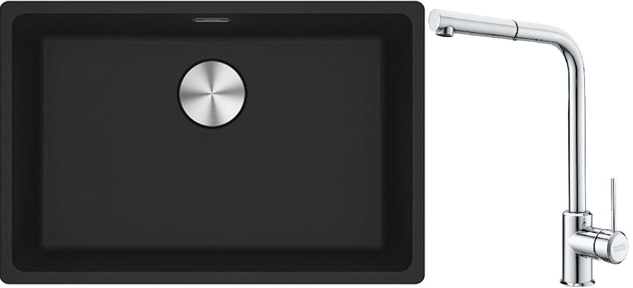 Set lavello in granito Franke Maris 125.0686.723, rubinetto da cucina Franke Sirius Side 115.0668.280