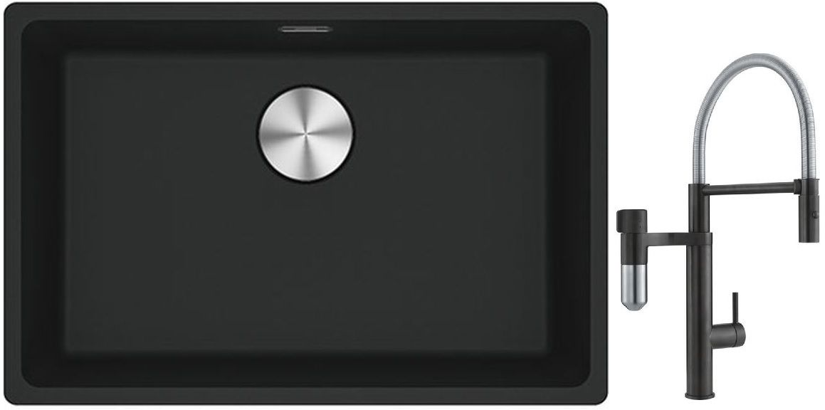 Set rubinetto da cucina Franke Vital Semi-Pro 120.0621.313, lavello in granito Franke Maris 125.0686.723