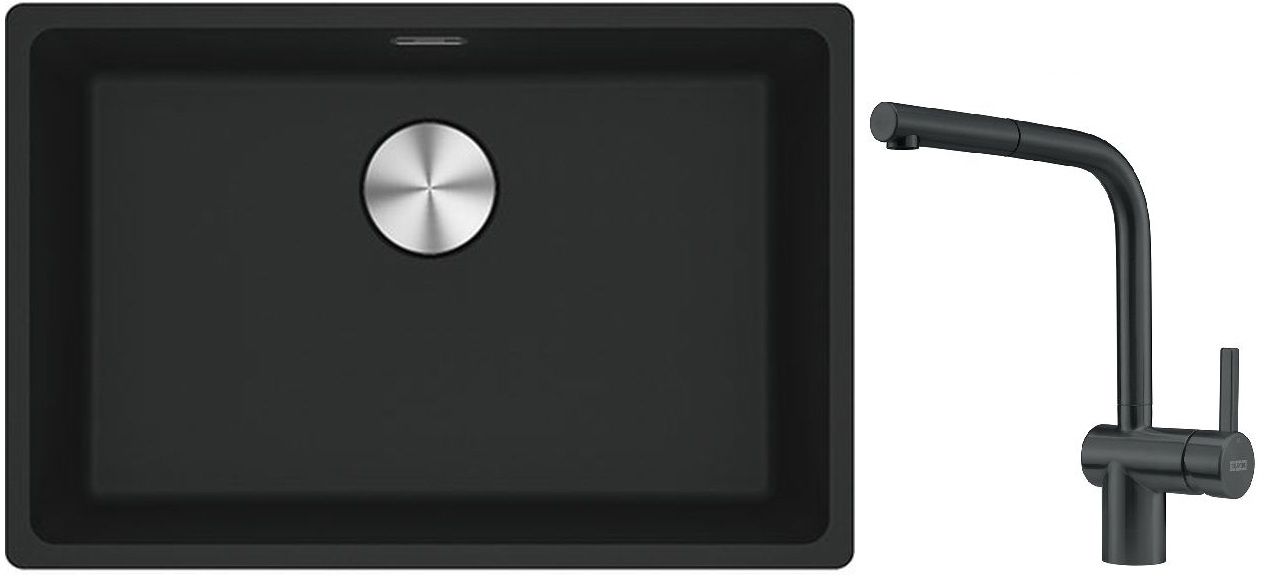 Set lavello in granito Franke Maris 125.0686.715, rubinetto da cucina Franke Atlas 115.0550.427