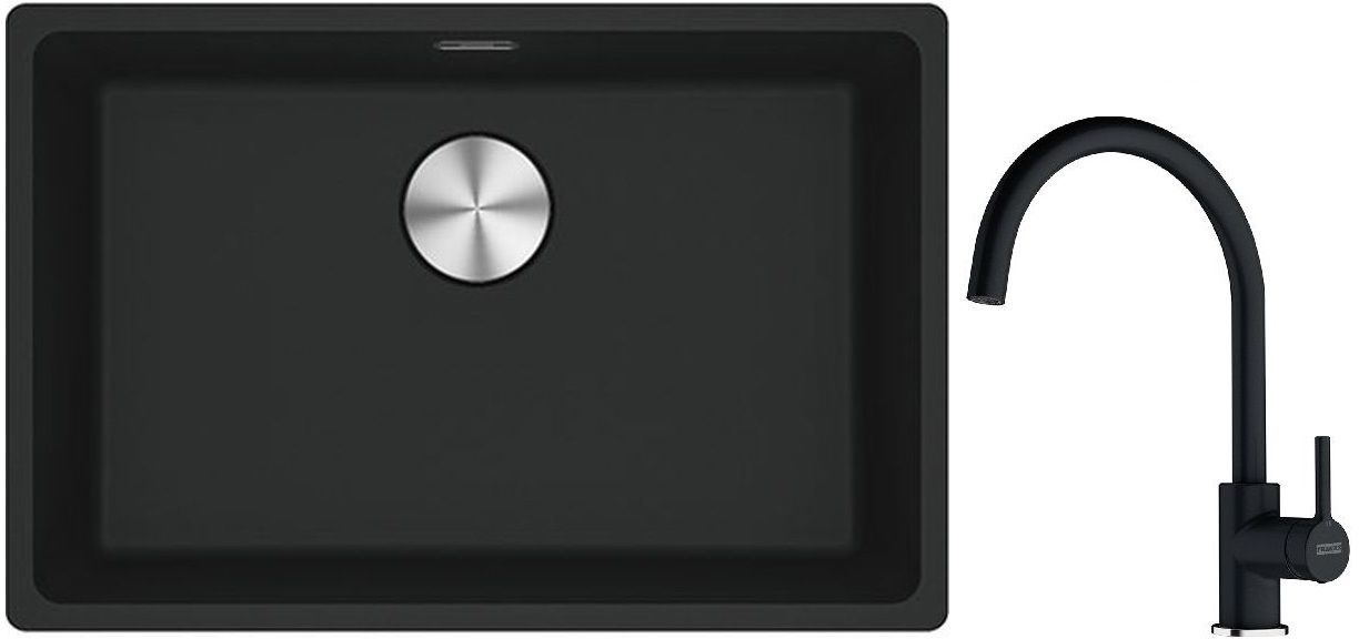 Set lavello in granito Franke Maris 125.0686.715, rubinetto da cucina Franke Lina 115.0626.020
