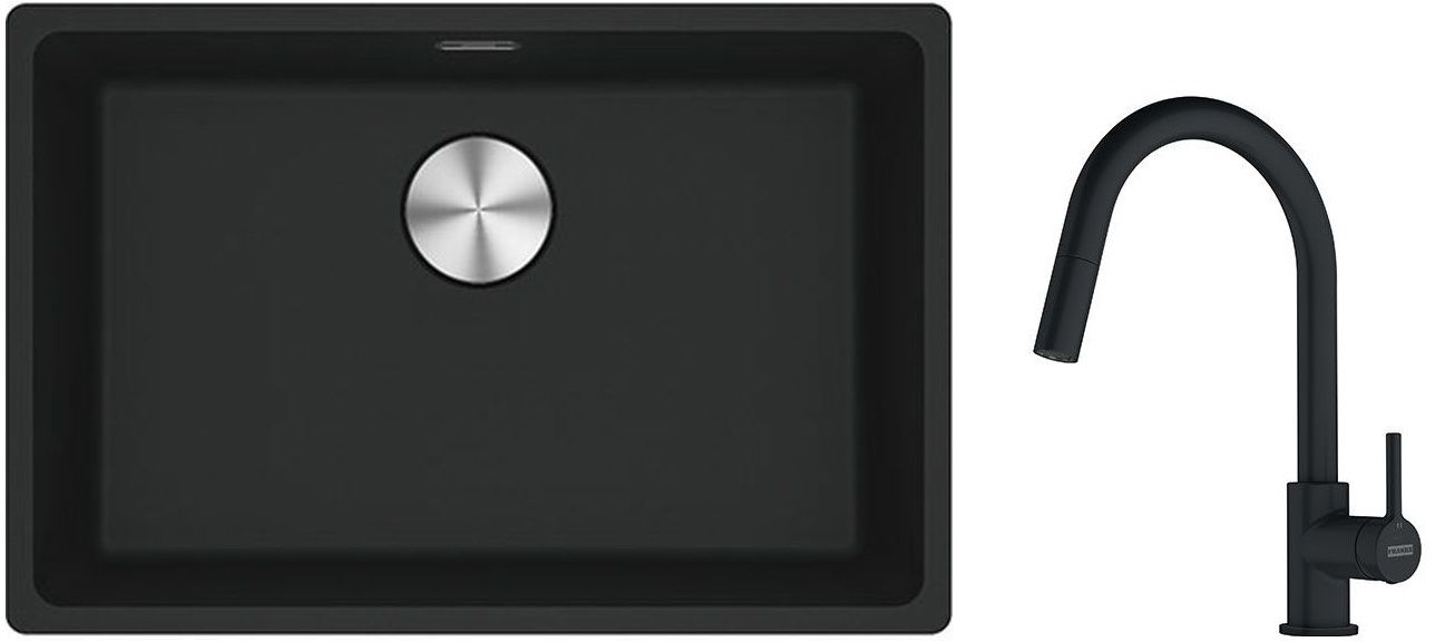 Set lavello in granito Franke Maris 125.0686.715, rubinetto da cucina Franke Lina 115.0626.053
