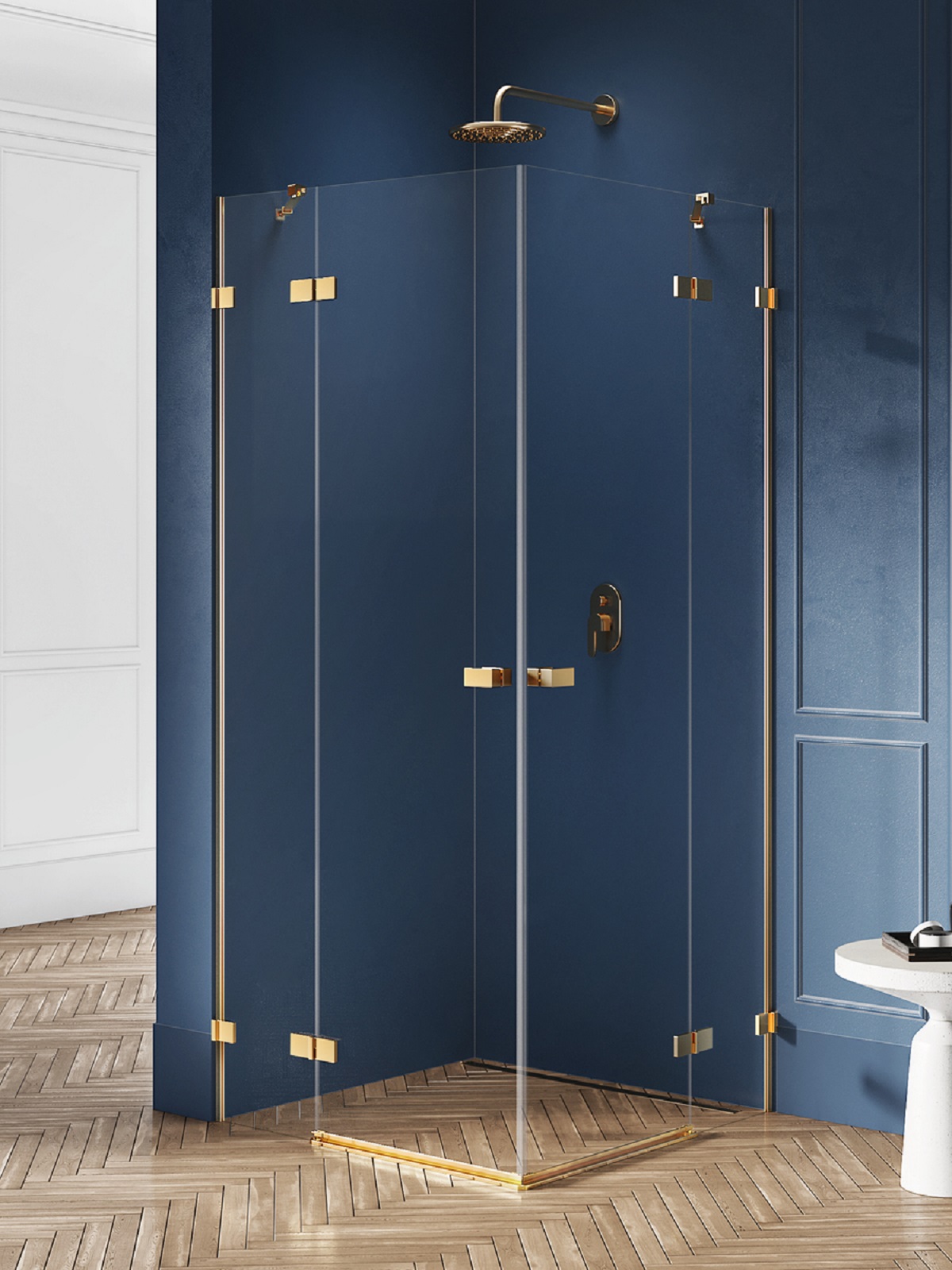New Trendy Avexa Gold Brushed box doccia 110x90 cm rettangolare oro spazzolata/vetro trasparente EXK-1882