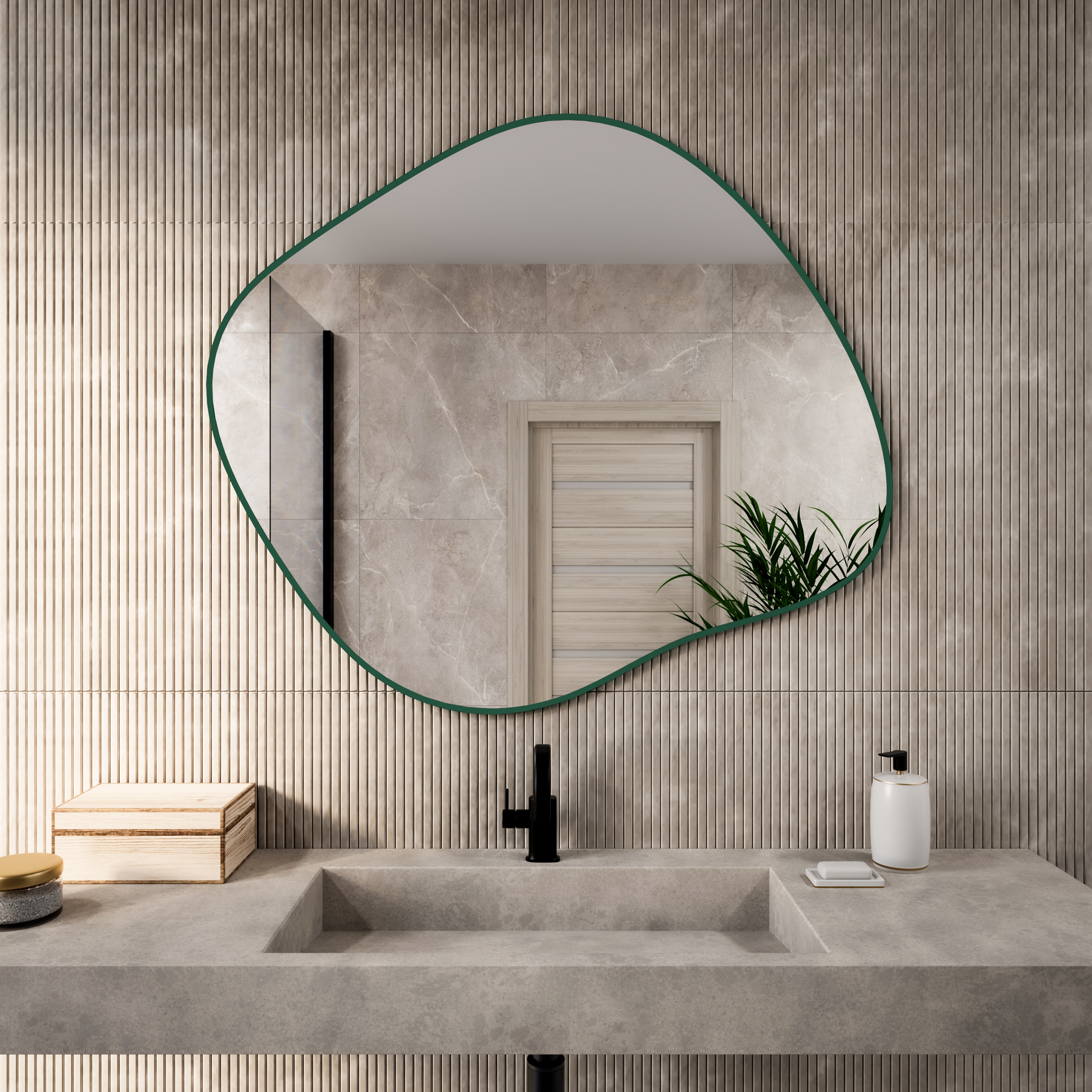 Baltica Design Tiny Border Stain III specchio 60x52 cm verde 5904107931913