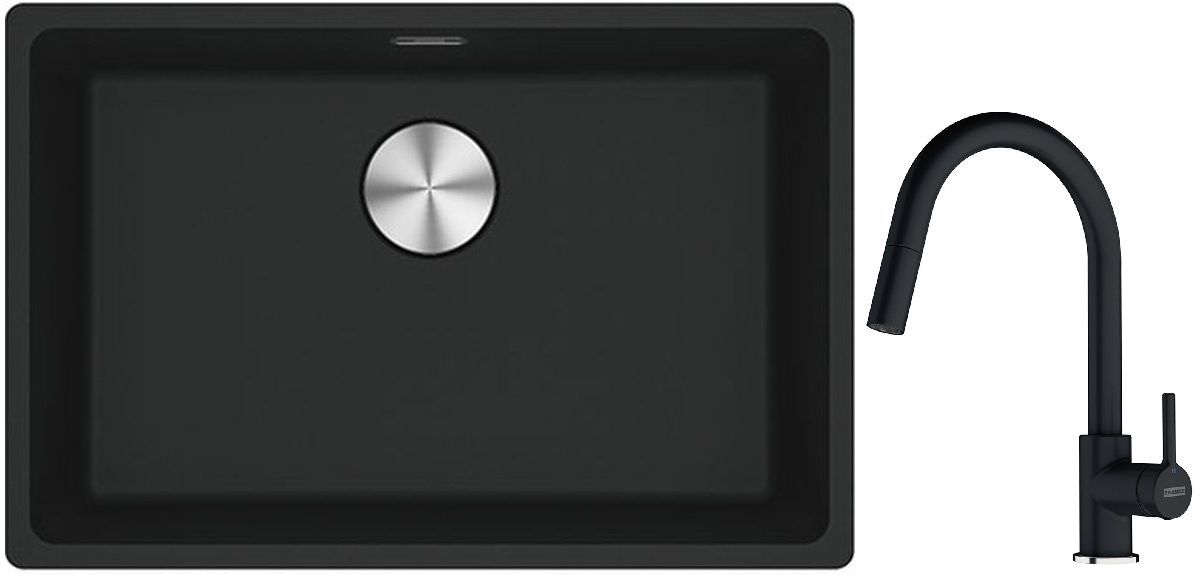 Set lavello in granito Franke Maris 125.0686.715, rubinetto da cucina Franke Lina 115.0626.055