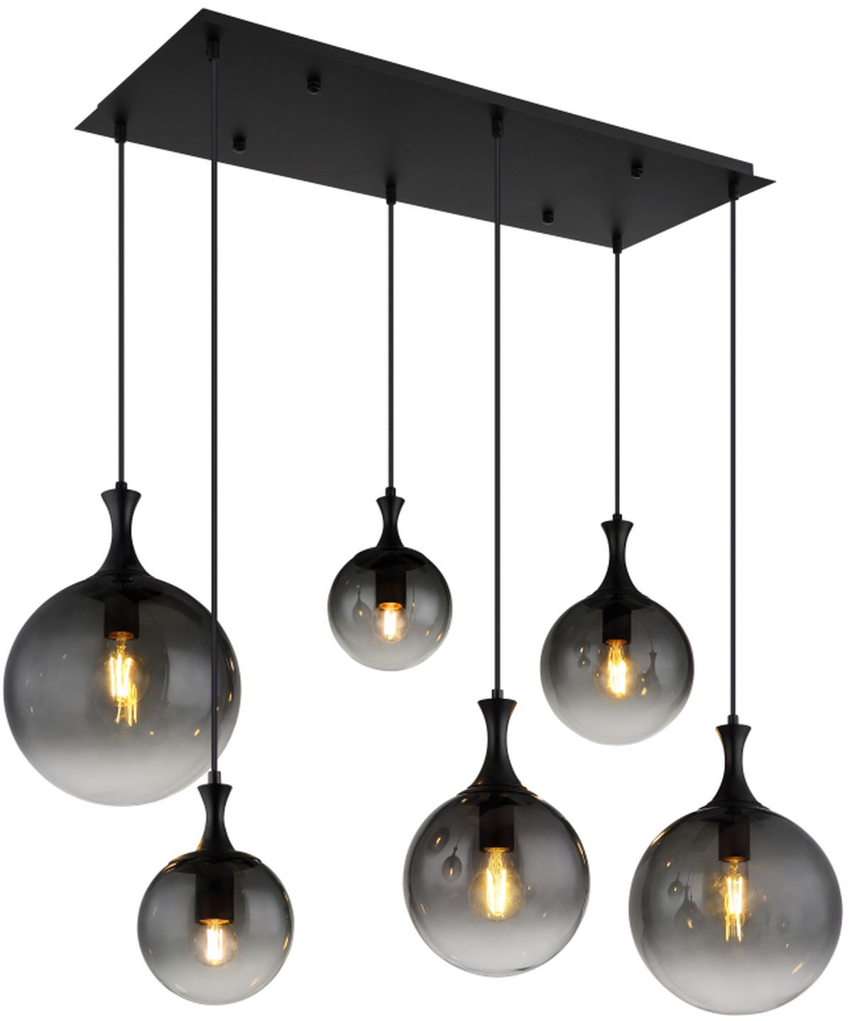 Globo Lighting Dalton lampada sospesa 6x10 W nero-fumé 15885-6H