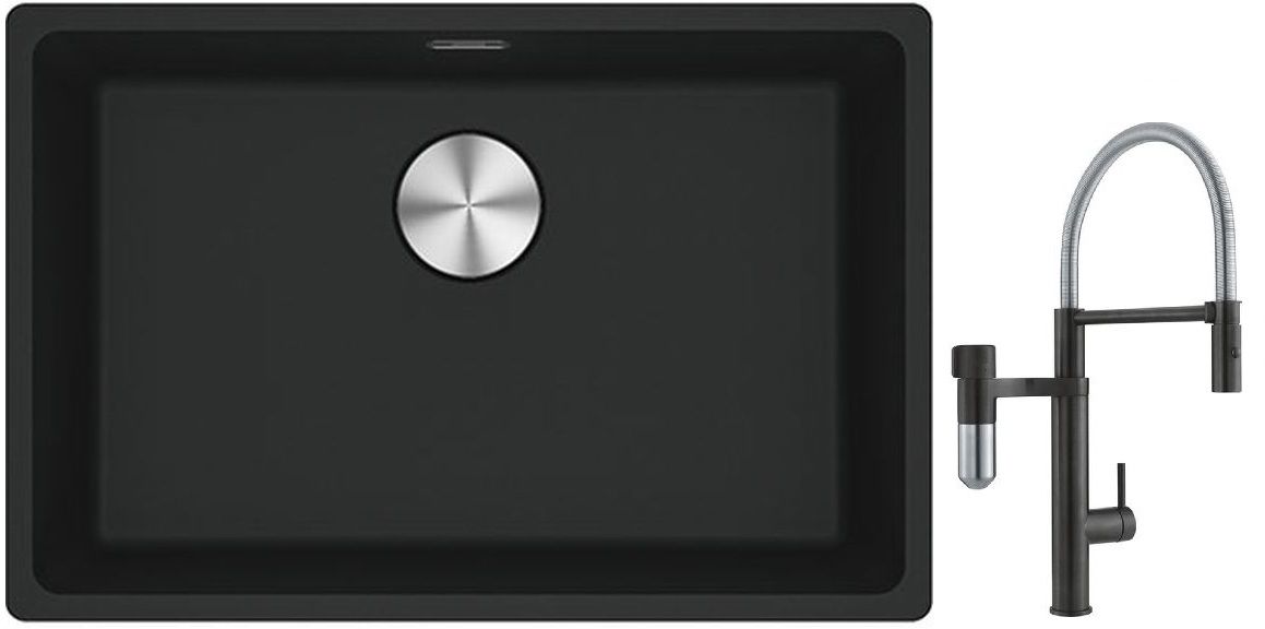 Set rubinetto da cucina Franke Vital Semi-Pro 120.0621.313, lavello in granito Franke Maris 125.0686.715