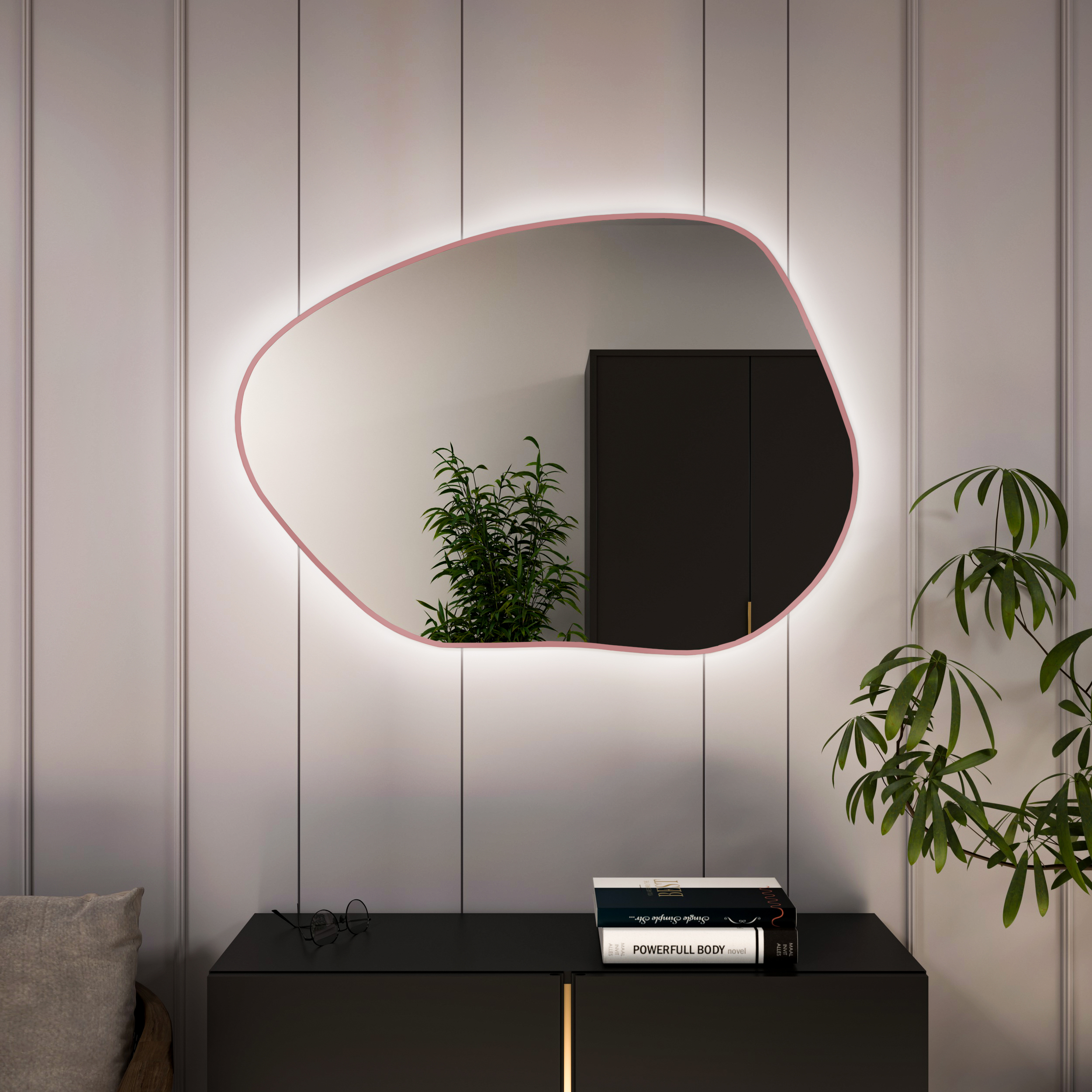 Baltica Design Bright Stain I specchio 70x50 cm con illuminazione rosa 5904107931302