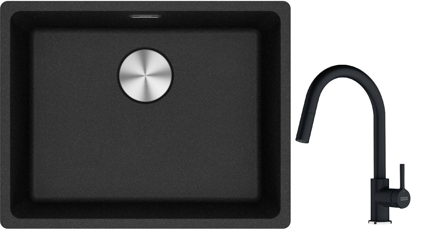 Set lavello in granito Franke Maris 125.0686.716, rubinetto da cucina Franke Lina 115.0626.055