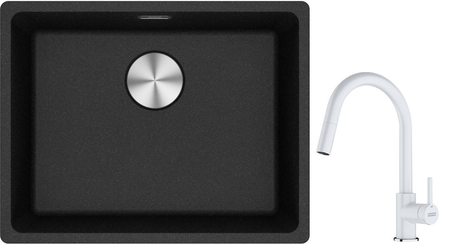 Set lavello in granito Franke Maris 125.0686.716, rubinetto da cucina Franke Lina 115.0626.081