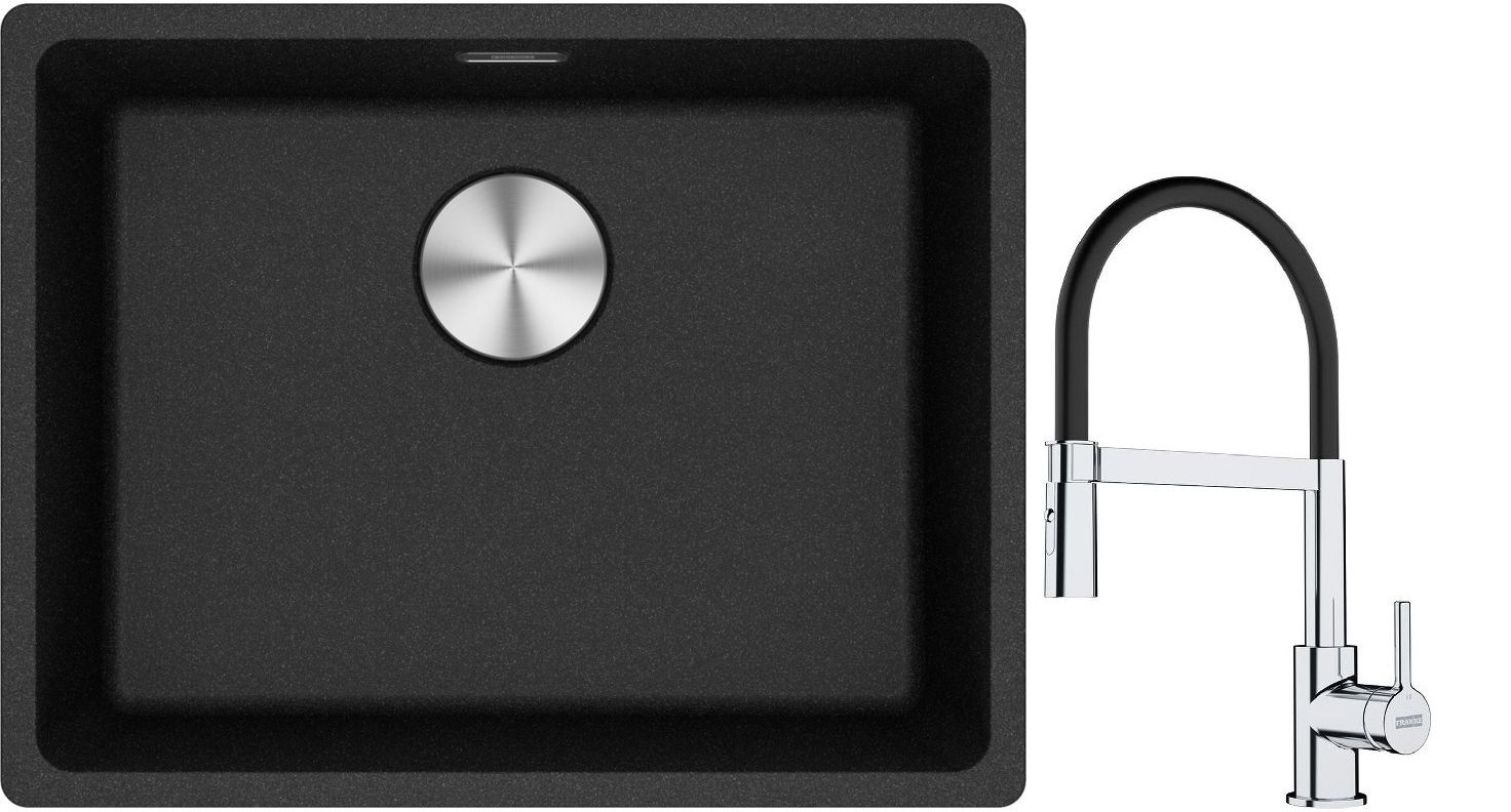 Set lavello in granito Franke Maris 125.0686.716, rubinetto da cucina Franke Lina 115.0626.085