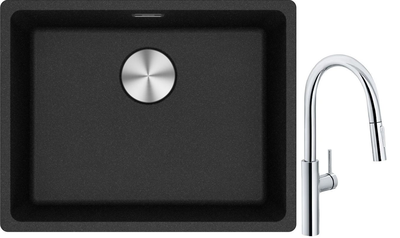 Set rubinetto da cucina Franke Pescara L Slide-In 115.0538.940, lavello in granito Franke Maris 125.0686.716