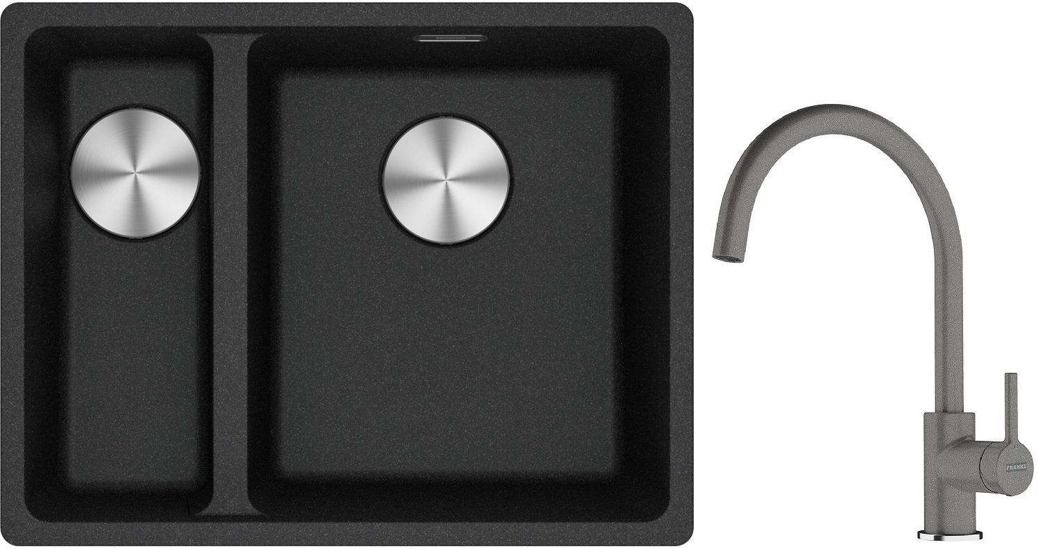 Set lavello in granito Franke Maris 125.0687.269, rubinetto da cucina Franke Lina 115.0626.022