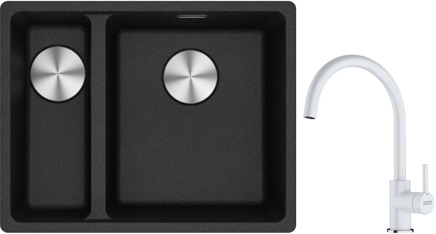 Set lavello in granito Franke Maris 125.0687.269, rubinetto da cucina Franke Lina 115.0626.024