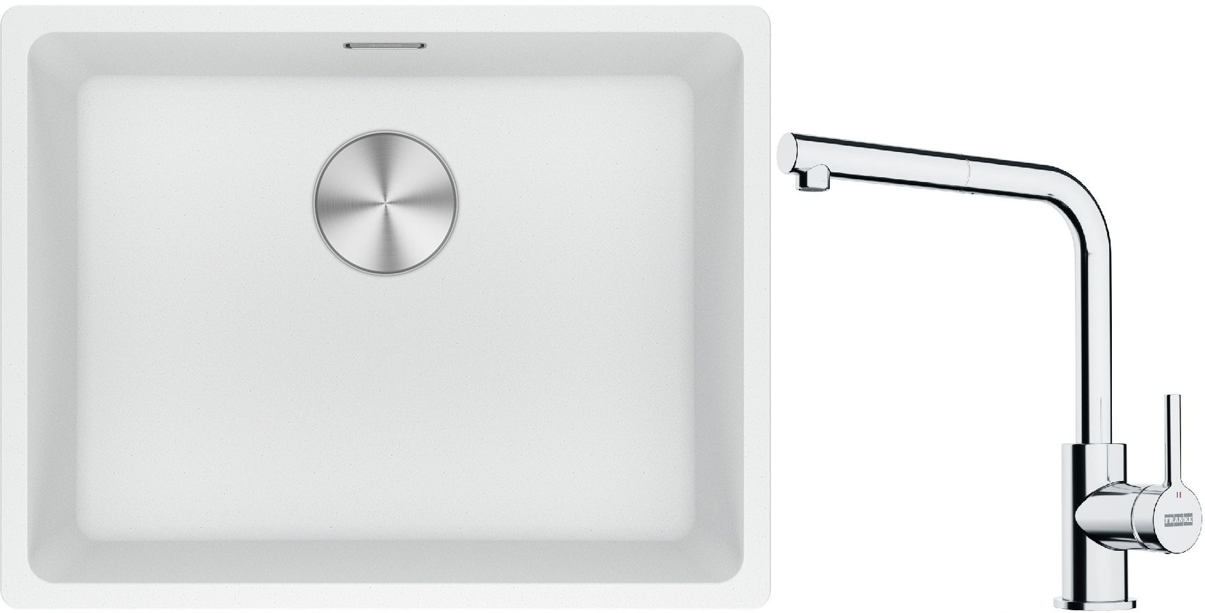 Set lavello in granito Franke Maris 125.0686.719, rubinetto da cucina Franke Lina 115.0712.420