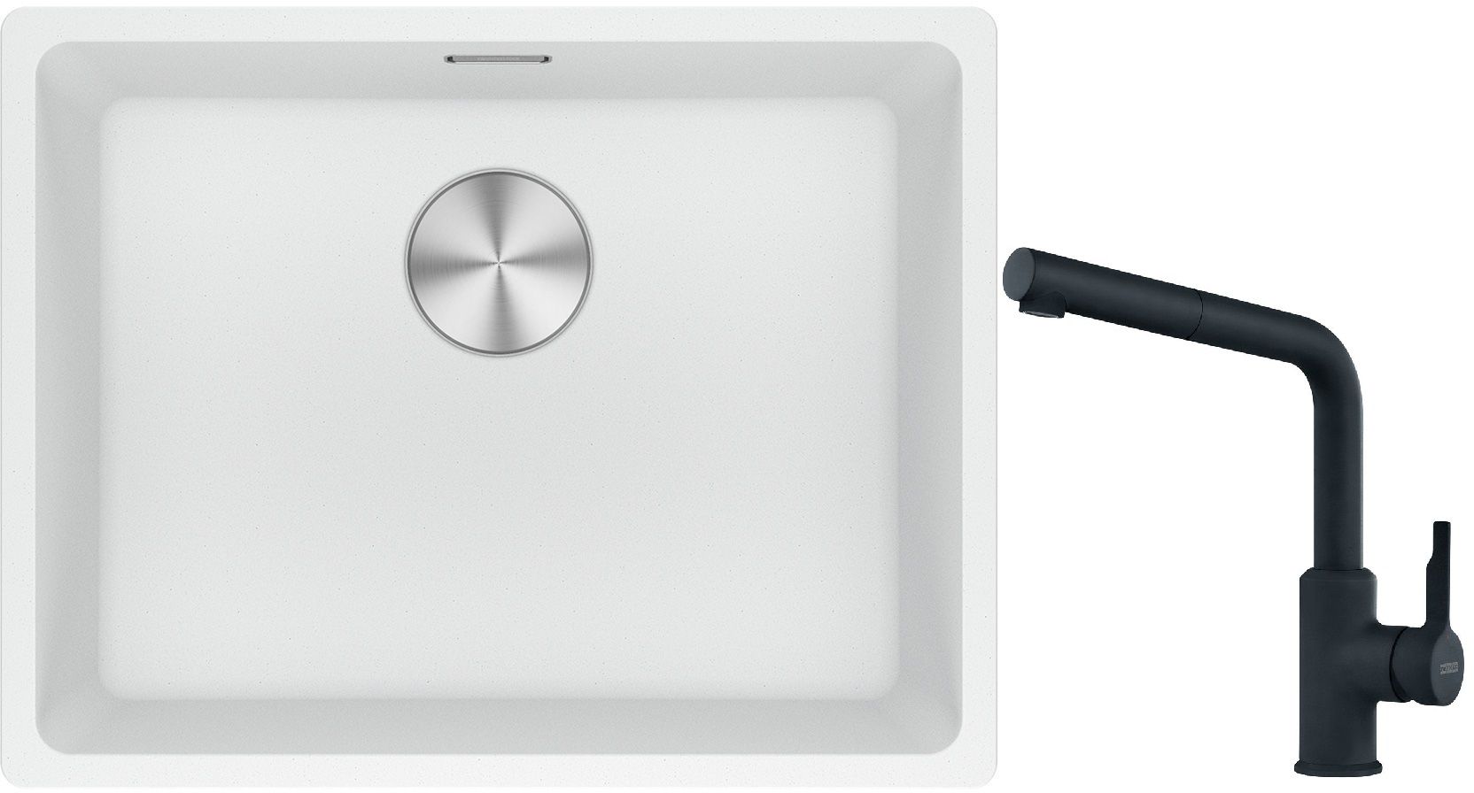 Set lavello in granito Franke Maris 125.0686.719, rubinetto da cucina Franke Urban 115.0627.523