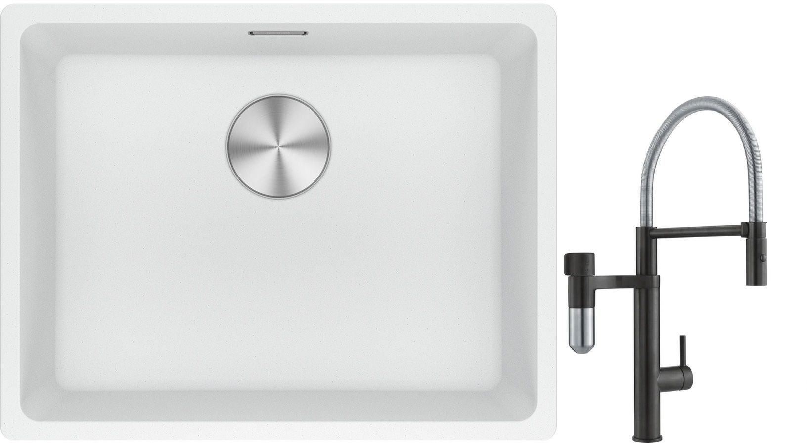Set rubinetto da cucina Franke Vital Semi-Pro 120.0621.313, lavello in granito Franke Maris 125.0686.719