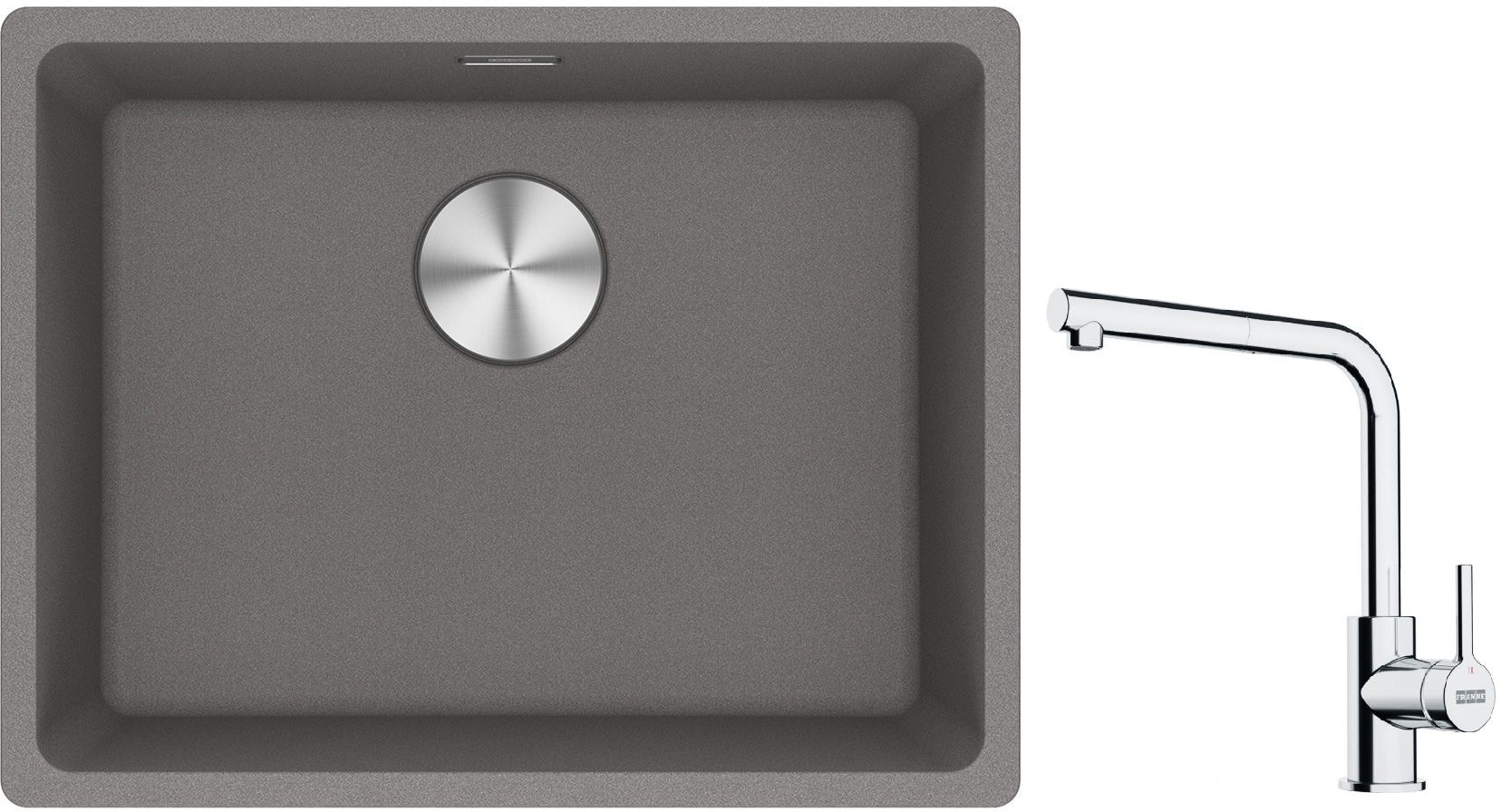 Set lavello in granito Franke Maris 125.0686.717, rubinetto da cucina Franke Lina 115.0712.420